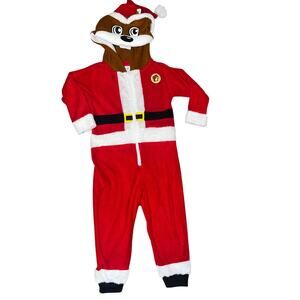 Buc-ees Toddler 3T Beaver Mascot Buc Union Santa Body Suit Costume Pajamas 4/5T